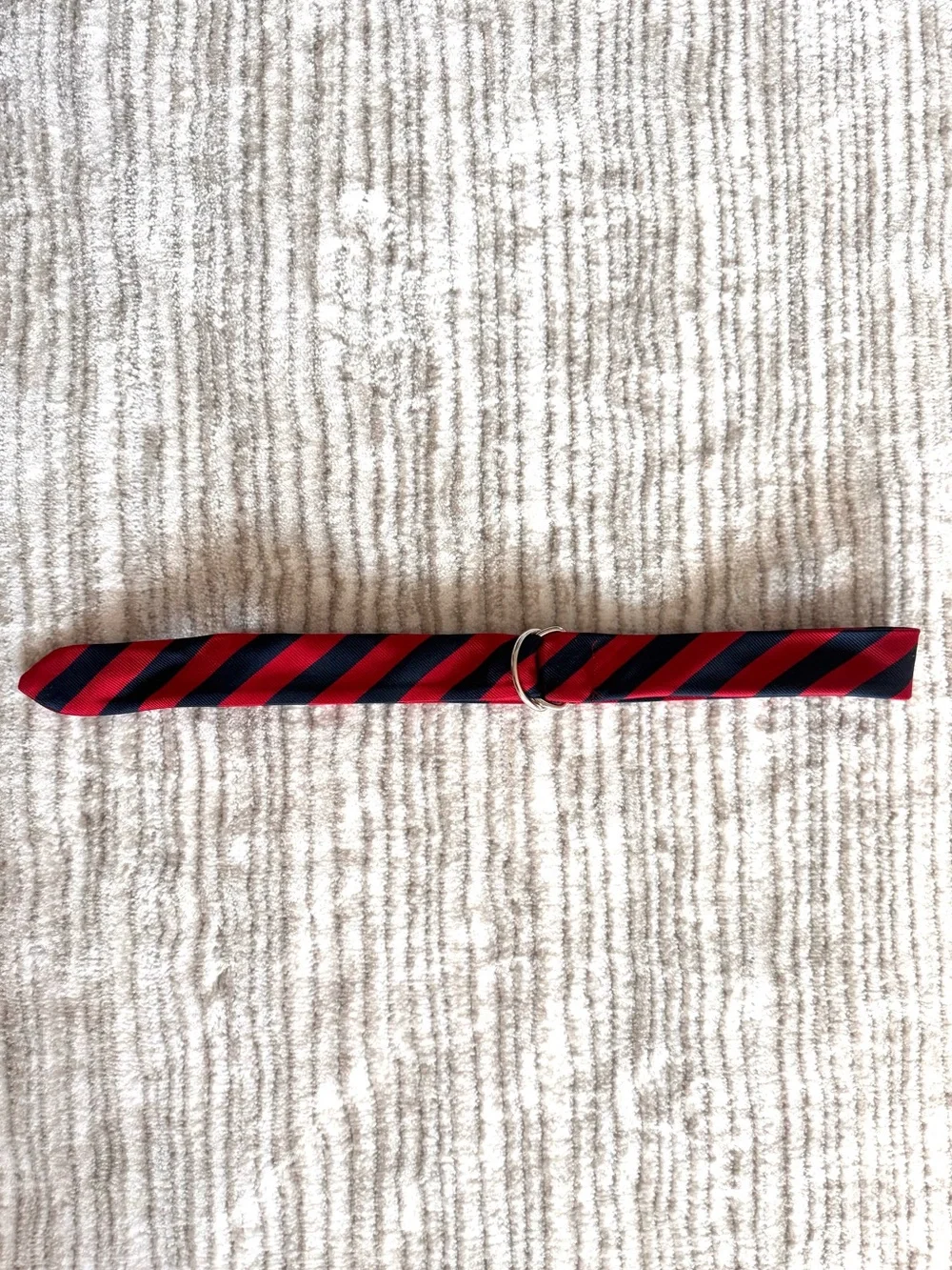 Old Navy Red and Navy Blue Striped D-Ring Belt M 41”